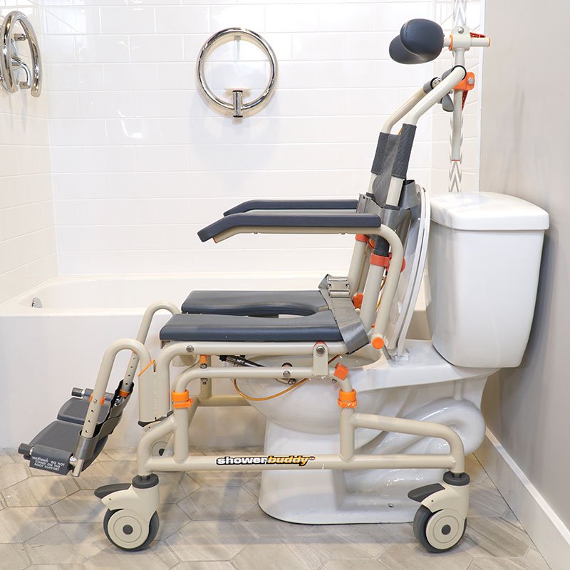 ShowerBuddy RollIn Buddy Tilt in Space Mobile Commode Dnr Wheels