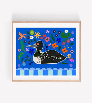 Floral Loon Art Print - Curiosity
