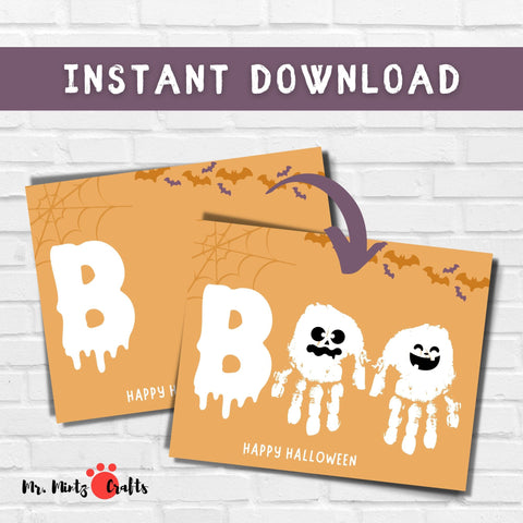This easy ghost handprint craft is such an adorable keepsake! Kids will love making these ghost Boo handprints!