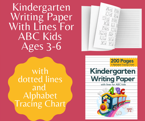 Handwriting Practice Paper: Kindergarten writing paper with lines for ABC  kids: 120 Blank handwriting practice paper