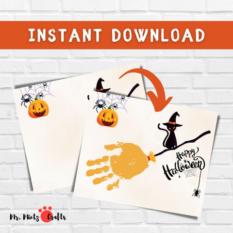 Halloween handprint crafts allow you to create the most precious keepsakes made with your own children's hands. This cutest black cat handprint art will add some spooky fun to your Halloween kids activities.