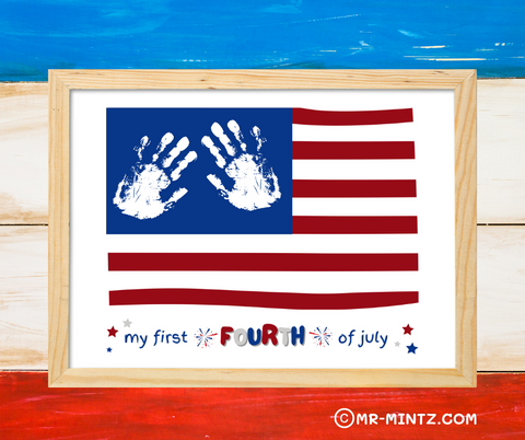 Flag 4th of July | Handprint Art 4th of July | Independence Day Handprint Art Craft American Flag