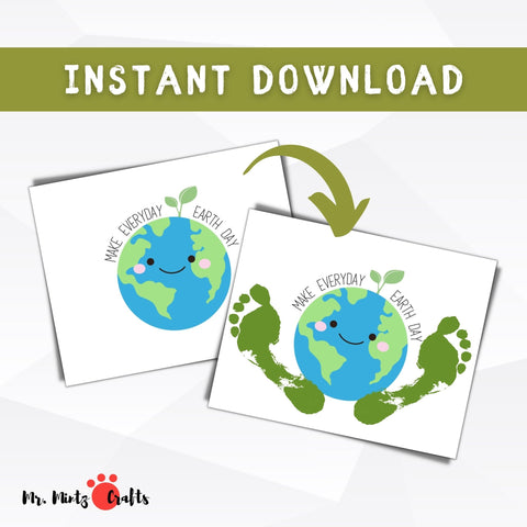 Celebrate Earth Day with the Earth Day Kids Footprint Art. These Two Foots Can Change the World. Printable Earth Day Activity for Daycare and School perfect to create as a keepsake or even use as a greeting card this Earth Day.
