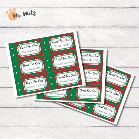 Need some fresh ideas for giving Christmas gifts to kids? These cute coupon books allow you to create the perfect gift, customized by you for each recipient. Download this Christmas coupon book and get 24 unique pre-filled coupons as well as 6 blank ones for custom coupons. Merry Christmas!!!