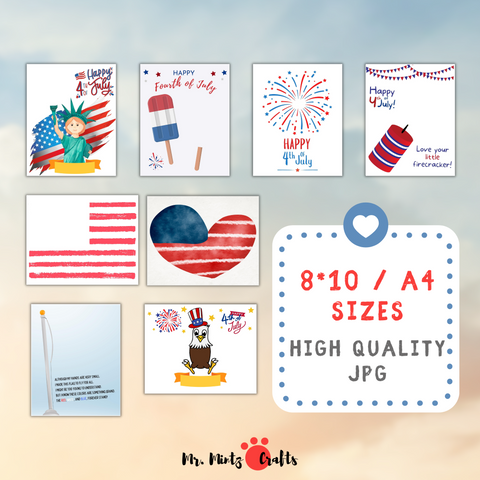 Celebrate the 4th of July in style with our incredible bundle of 8 hand and footprint crafts. Craft templates include iconic symbols of American pride such as the American flag, Statue of Liberty, firecracker, and majestic eagle.