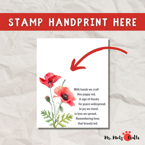 Our Printable Handprint Poppy Card is more than just a card; it's a personal touch that says, "We remember and are thankful." Download today and make this Veterans Day and Remembrance Day special with your unique creation.