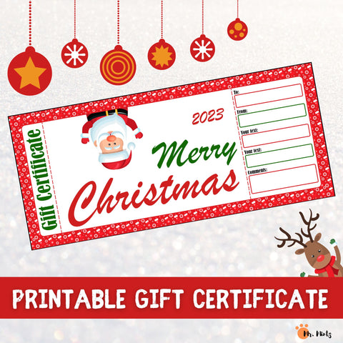 These gift certificates can be given to friends at a Christmas party.