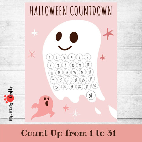 How many days until Halloween? Let the kids countdown the days with this free printable Halloween ghost calendar!