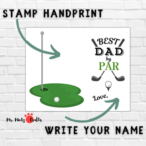 Celebrate Golf Dad with our handprint craft. Kids create a personalized masterpiece with Best Dad by Par. A unique Fathers Day gift that honors his love for golf and the special bond with his children.