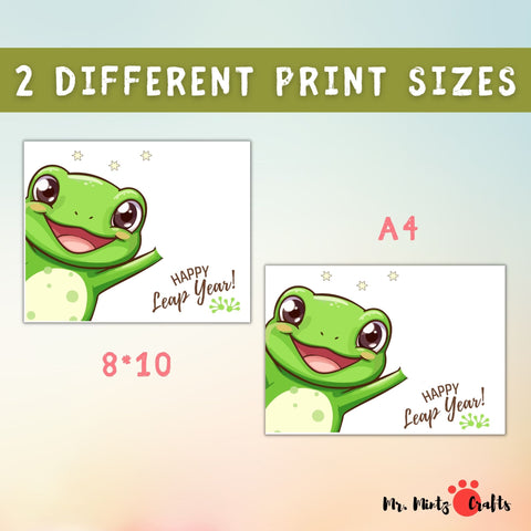 Leap Year handprint craft art featuring a smiling frog, ideal for personalized birthday cards for Leap Day babies born on February 29th, as a printable greeting.