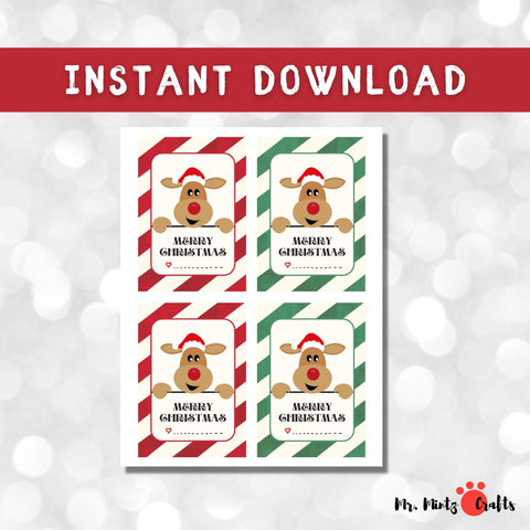 Reindeer Candy Cane printable cards that you can give away as gifts. They are also perfect for witnessing at Christmas time! They also make great party favors!
