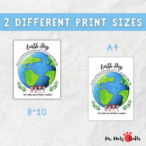 Earth Day handprint art printable, ideal for Sunday school activities and Bible lessons, highlighting care for God's creation with a joyful handprint craft for kids.