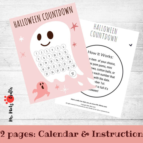 How many days until Halloween? Let the kids countdown the days with this free printable Halloween ghost calendar!