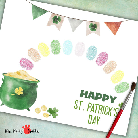 St. Patrick's Day is coming up, and it's time to get creative! This sweet and simple project to do with your kids for St. Patrick's Day. This Pot of Gold Fingerprint Art makes the perfect card for parents, grandparents and loved ones!