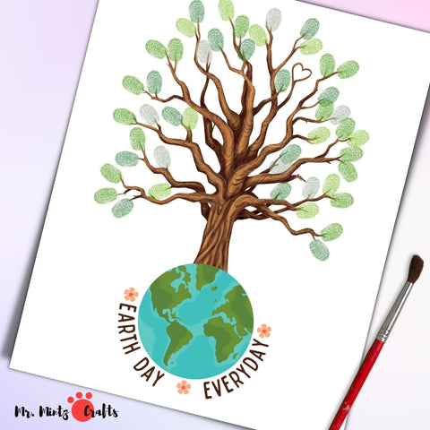 Celebrate Earth Day with the Earth Day Kids Fingerprint Art. Printable Earth Day Activity for Daycare and School perfect to create as a keepsake or even use as a greeting card this Earth Day.