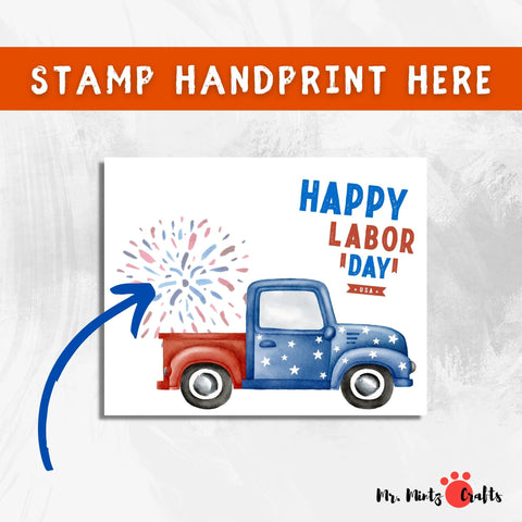 Labor Day Firework Handprint Craft: A colorful handprint art project featuring vibrant fireworks designs, perfect for celebrating Labor Day with kids.