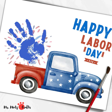 Labor Day Firework Handprint Craft: A colorful handprint art project featuring vibrant fireworks designs, perfect for celebrating Labor Day with kids.