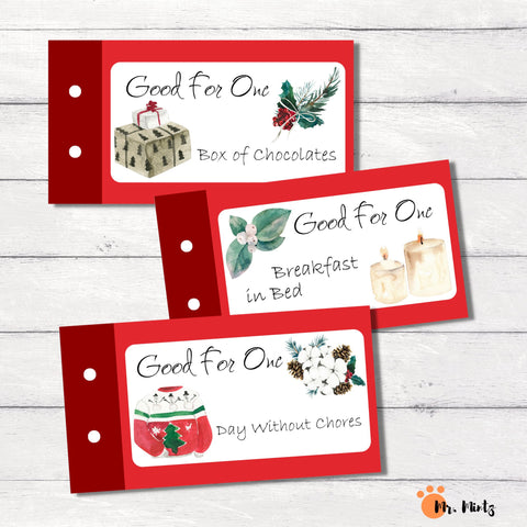 Need some fresh ideas for giving Christmas gifts to kids? These cute coupon books allow you to create the perfect gift, customized by you for each recipient. Download this Christmas coupon book and get 24 unique pre-filled coupons as well as 6 blank ones for custom coupons. Merry Christmas!!!