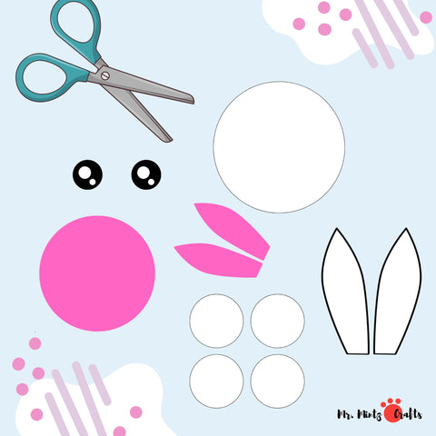 A handmade paper Easter bunny crafted with care, featuring a pink nose, expressive eyes, and whimsical ears. The bunny is placed on a festive surface, ready to bring joy to Easter celebrations.