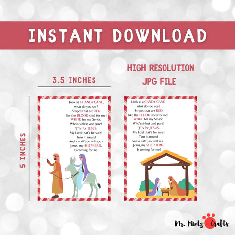 Legend of the Candy Cane printable cards with poem that you can give away as gifts. They are also perfect for witnessing at Christmas time! They also make great party favors!