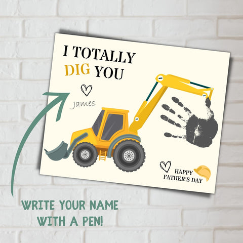 Make Fathers Day special with our construction-themed handprint craft. I totally dig you is the perfect message to show your construction-loving dad how much you care.