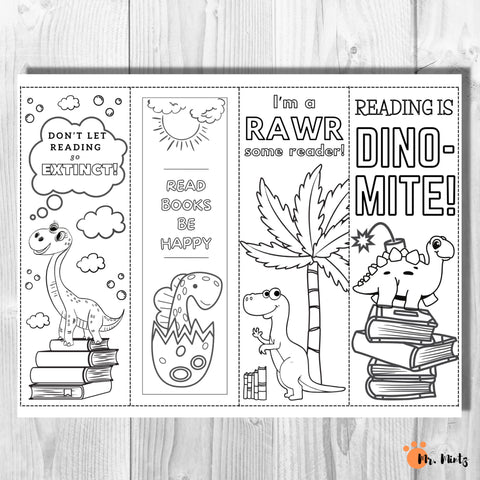 This fun set of printable coloring dinosaur bookmarks are a fun activity for kids!