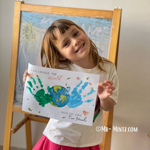 Celebrate Earth Day with the Earth Day Kids Handprint Art These Two Hands Can Change the World. Printable Earth Day Activity for Daycare and School perfect to create as a keepsake or even use as a greeting card this Earth Day.