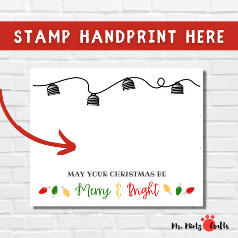 A handprint Christmas light craft to do with your kids. Download the  Handprint Lights for your kids for a fun Christmas craft, preschool craft, school craft, Sunday school craft, or for a sweet Christmas gift for family.