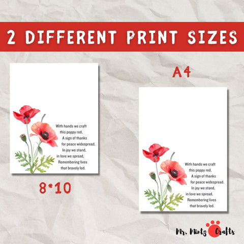 Our Printable Handprint Poppy Card is more than just a card; it's a personal touch that says, "We remember and are thankful." Download today and make this Veterans Day and Remembrance Day special with your unique creation.