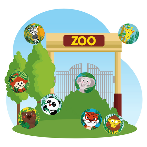 Zoo Animals Stickers for Kids Round Zoo Land Animal Stickers for Boys Girls Party Favor School Rewards