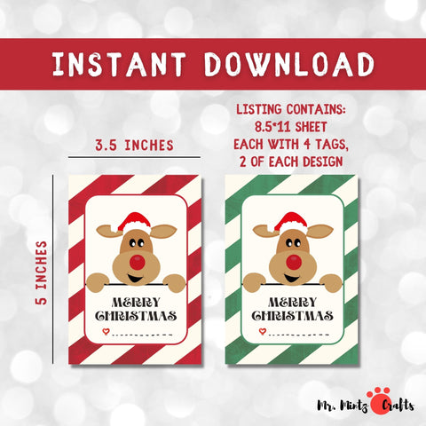 Reindeer Candy Cane printable cards that you can give away as gifts. They are also perfect for witnessing at Christmas time! They also make great party favors!