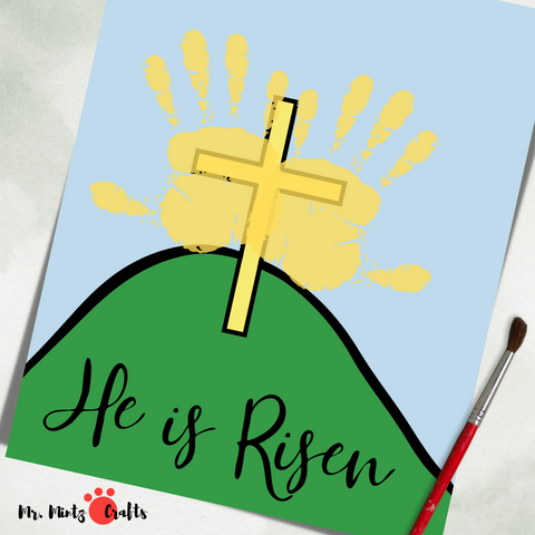 This He Is Risen Easter printable handprint art craft is perfect is an easy personalized gift for family! Celebrate Jesus this Easter with your little one with these super fun and faith-filled Handprint Art crafts!