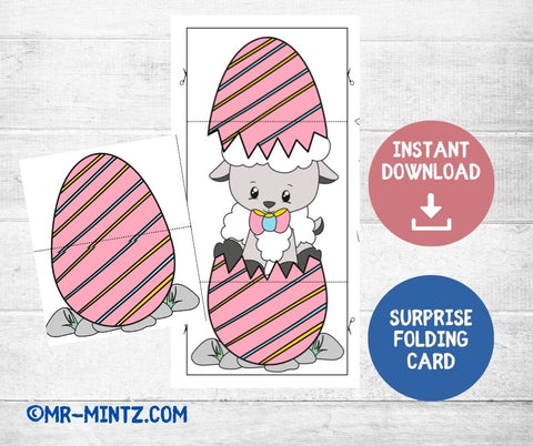 Easter Egg Folding Surprise Craft or Card | Easter Bunny | Easter Chick | Easter Sheep | Easter Coloring Cards | Easter Coloring Page