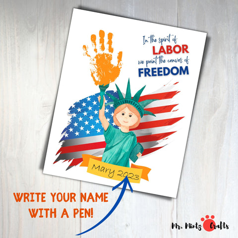 Labor Day Handprint Keepsake Craft: A colorful handprint art project, perfect for celebrating Labor Day with kids.