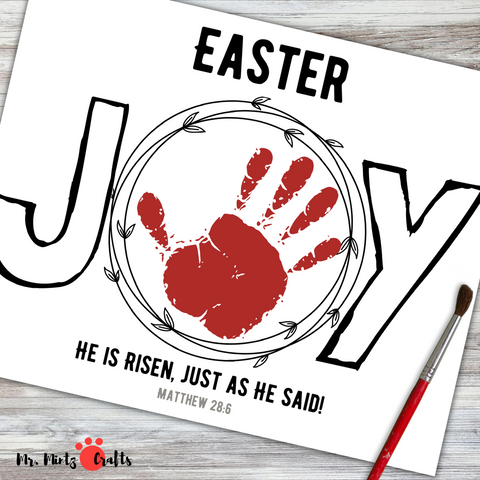 Easter Joy printable handprint art craft is perfect is an easy personalized gift for family! Celebrate Jesus this Easter with your little one with these super fun and faith-filled Handprint Art crafts!