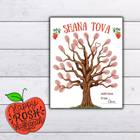 Rosh Hashanah handprint art bundle: Apple, honey, pomegranate, and shofar - themed templates for creative celebrations Jewish New Year.
