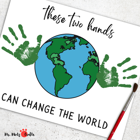 Celebrate Earth Day with the Earth Day Kids Handprint Art These Two Hands Can Change the World. Printable Earth Day Activity for Daycare and School perfect to create as a keepsake or even use as a greeting card this Earth Day.