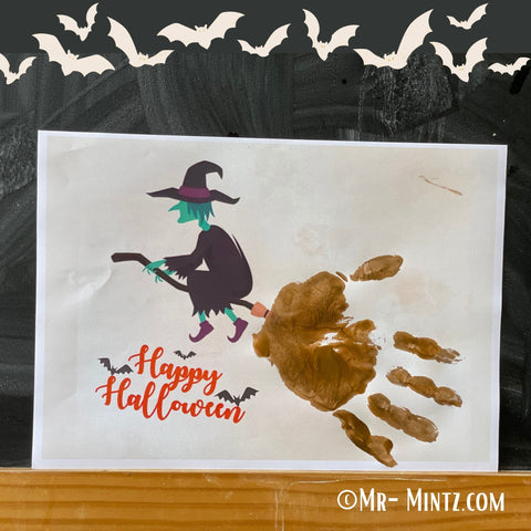 Make some adorable handprint witch craft for halloween! Perfect art project for the kids.