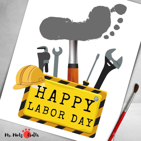 Labor Day Footprint Craft: A colorful handprint art project, perfect for celebrating Labor Day with kids.