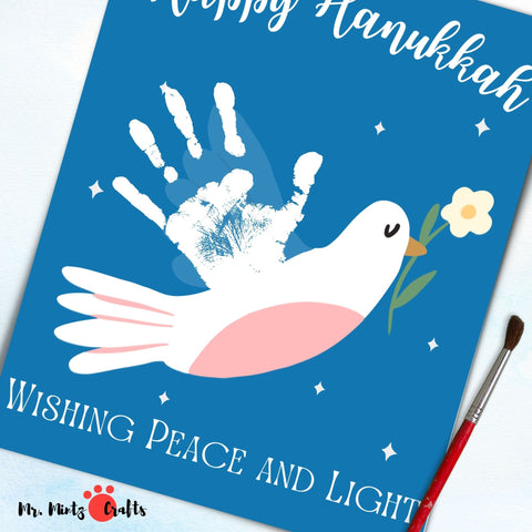 A fun and engaging Hanukkah Peaceful Dove Handprint Craft that is a great way to teach kids about Chanukkah and countdown to Hanukah at the same time!