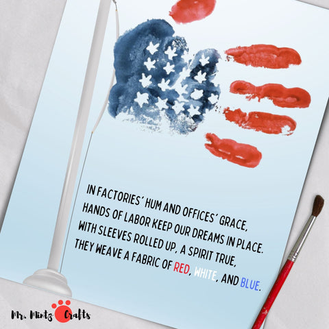 Labor Day Flag Poem Handprint Craft: A colorful handprint art project, perfect for celebrating Labor Day with kids.