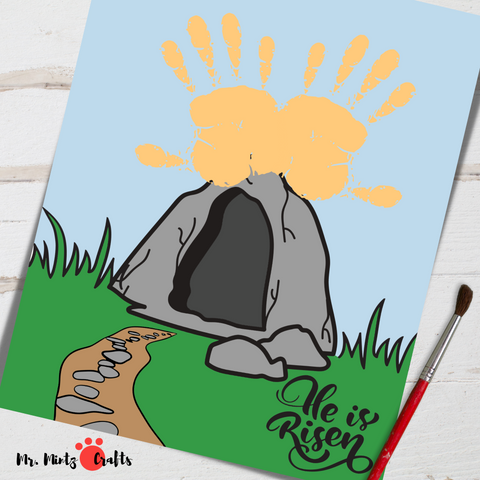 This He Is Risen Easter printable handprint art craft is perfect is an easy personalized gift for family! Celebrate Jesus this Easter with your little one with these super fun and faith-filled Handprint Art crafts!