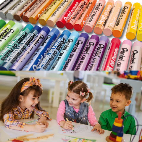 Set of 50 oil pastels with assorted vibrant colors for versatile artistic creations.