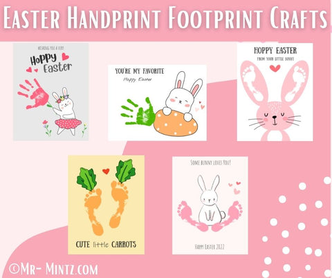 Hoppy Happy Easter | Easter Handprint Footprint Craft Bundle | Baby Footprint Handprint Art | Baby's First Easter | Easter Crafts for Kids