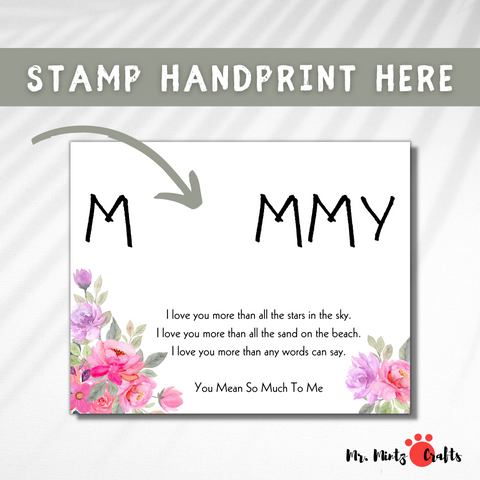 Need a simple gift idea for Mothers Day? Use your childs handprint to create a beautiful keepsake and message with this handprint printable with poem.