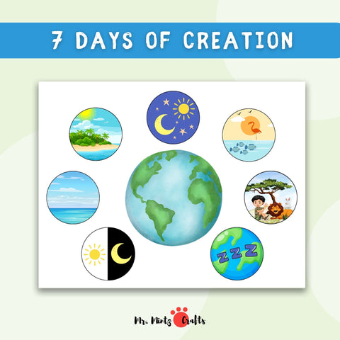 Cute and easy-to-make Creation Craft for kids to remember the 7 days of creation with a printable creation crafts for sunday school.