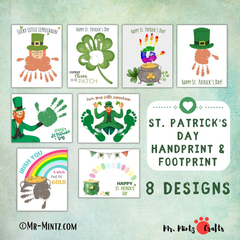 St Patrick's Day Handprint Footprint Crafts Activities for Kids
