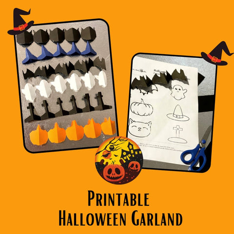 Halloween Garland DIY. Happy Halloween Pop Up Card Printable. Easy Halloween Crafts for Toddlers and Preschoolers