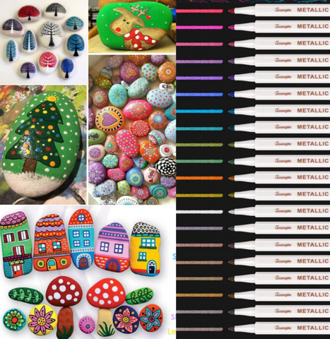 20 and 30 Colors Paint Marker Pens for Rock Painting, Metal, Ceramic, Glass, Wood, Canvas Painting, Professional Medium Tip, Non-toxic, No Odor, Quickly Dry, Long Lasting, Water Resistant.
