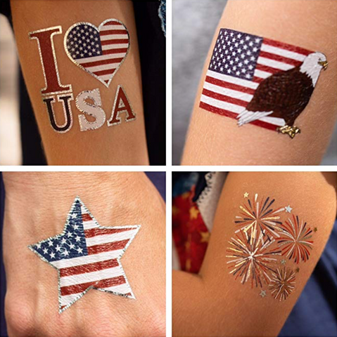 Patriotic temporary tattoos
